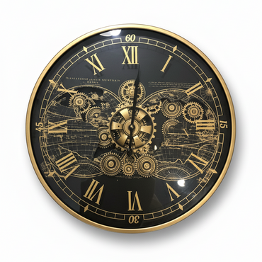 Gear World Map Wall Clock BK / ギア ワールドマップ ウォールクロック ブラック【M】