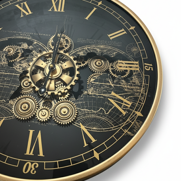 Gear World Map Wall Clock BK / ギア ワールドマップ ウォールクロック ブラック【M】