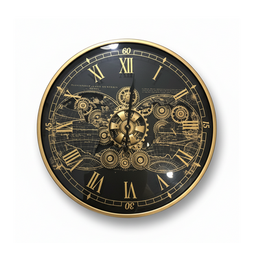 Gear World Map Wall Clock BK / ギア ワールドマップ ウォールクロック ブラック【M】