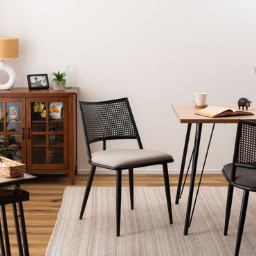 Curve Rattan Chair BK×BE / カーブ ラタン チェア ブラック×ベージュ