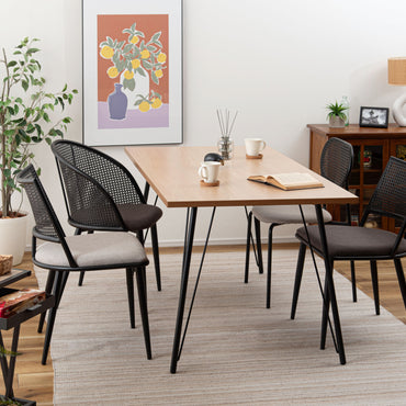 Curve Rattan Chair BK×BE / カーブ ラタン チェア ブラック×ベージュ