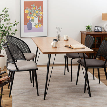 Curve Rattan Chair BK×BE / カーブ ラタン チェア ブラック×ベージュ