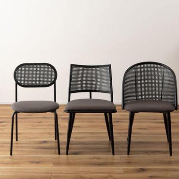 Curve Rattan Chair BK×DGY / カーブ ラタン チェア ブラック×ダークグレー