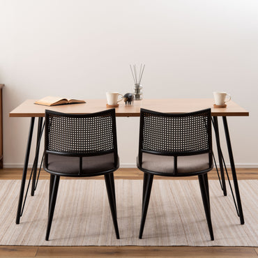 Curve Rattan Chair BK×DGY / カーブ ラタン チェア ブラック×ダークグレー