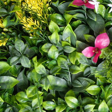 Folia Flower Bush デザインB 黄色とピンクの花のアップ(実物写真)