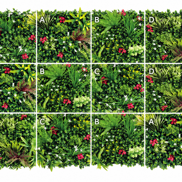 Folia Flower Bush A〜Dのパネルを12枚並べた組み合わせ例