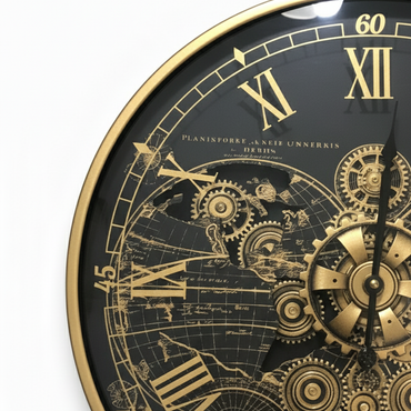 Gear World Map Wall Clock BK / ギア ワールドマップ ウォールクロック ブラック【L】