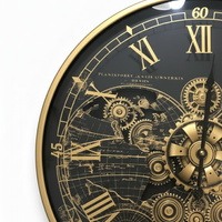 Gear World Map Wall Clock BK / ギア ワールドマップ ウォールクロック ブラック【L】