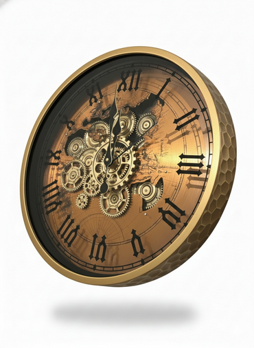 Steampunk Gear Wall Clock GD / スチームパンク ギア ウォールクロック ゴールド【M】