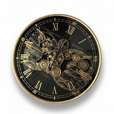 Gear World Map Wall Clock BK / ギア ワールドマップ ウォールクロック ブラック【L】