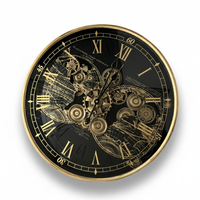 Gear World Map Wall Clock BK / ギア ワールドマップ ウォールクロック ブラック【L】