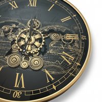 Gear World Map Wall Clock BK / ギア ワールドマップ ウォールクロック ブラック【M】