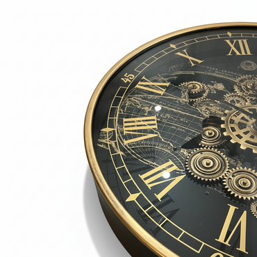 Gear World Map Wall Clock BK / ギア ワールドマップ ウォールクロック ブラック【M】