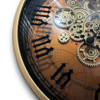 Steampunk Gear Wall Clock GD / スチームパンク ギア ウォールクロック ゴールド【M】