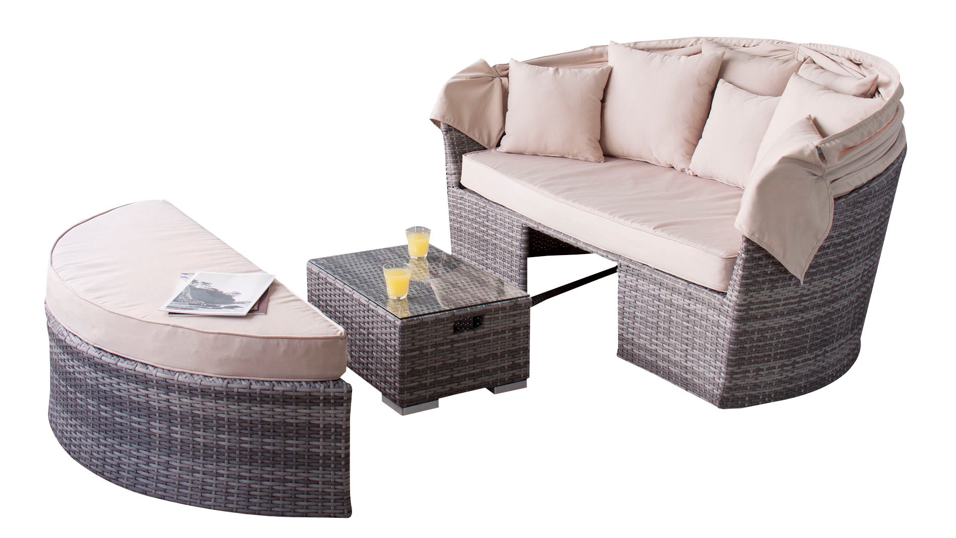 Loma Daybed Sofa & Table Set BE / ロマ デイベッドソファ＆テーブルセット ベージュ