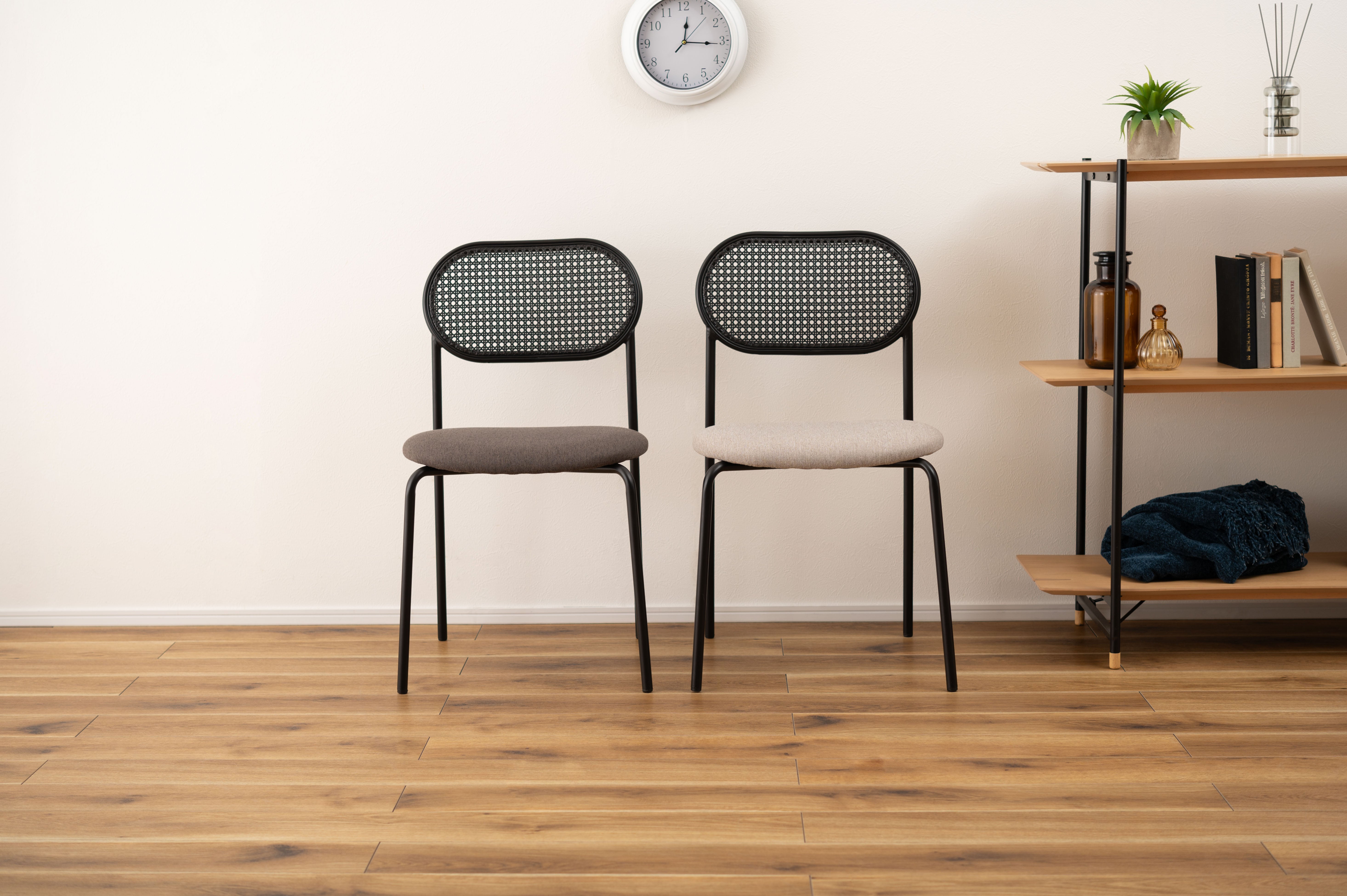 Oval Rattan Chair BK×BE / オーバル ラタンチェア ブラック×ベージュ