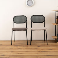 Oval Rattan Chair BK×BE / オーバル ラタンチェア ブラック×ベージュ