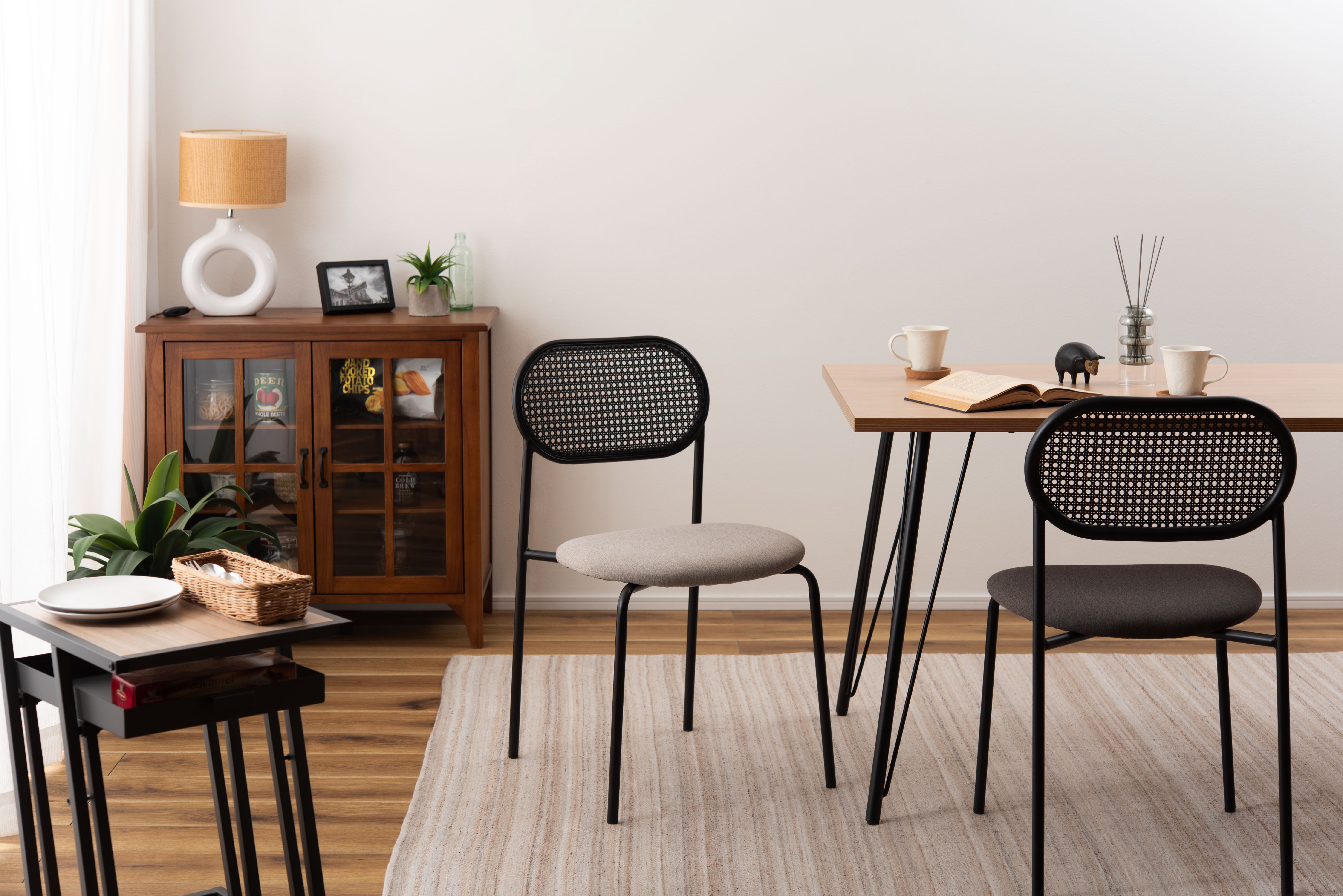 Oval Rattan Chair BK×BE / オーバル ラタンチェア ブラック×ベージュ