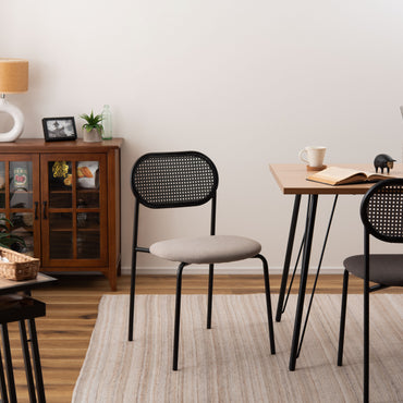 Oval Rattan Chair BK×BE / オーバル ラタンチェア ブラック×ベージュ