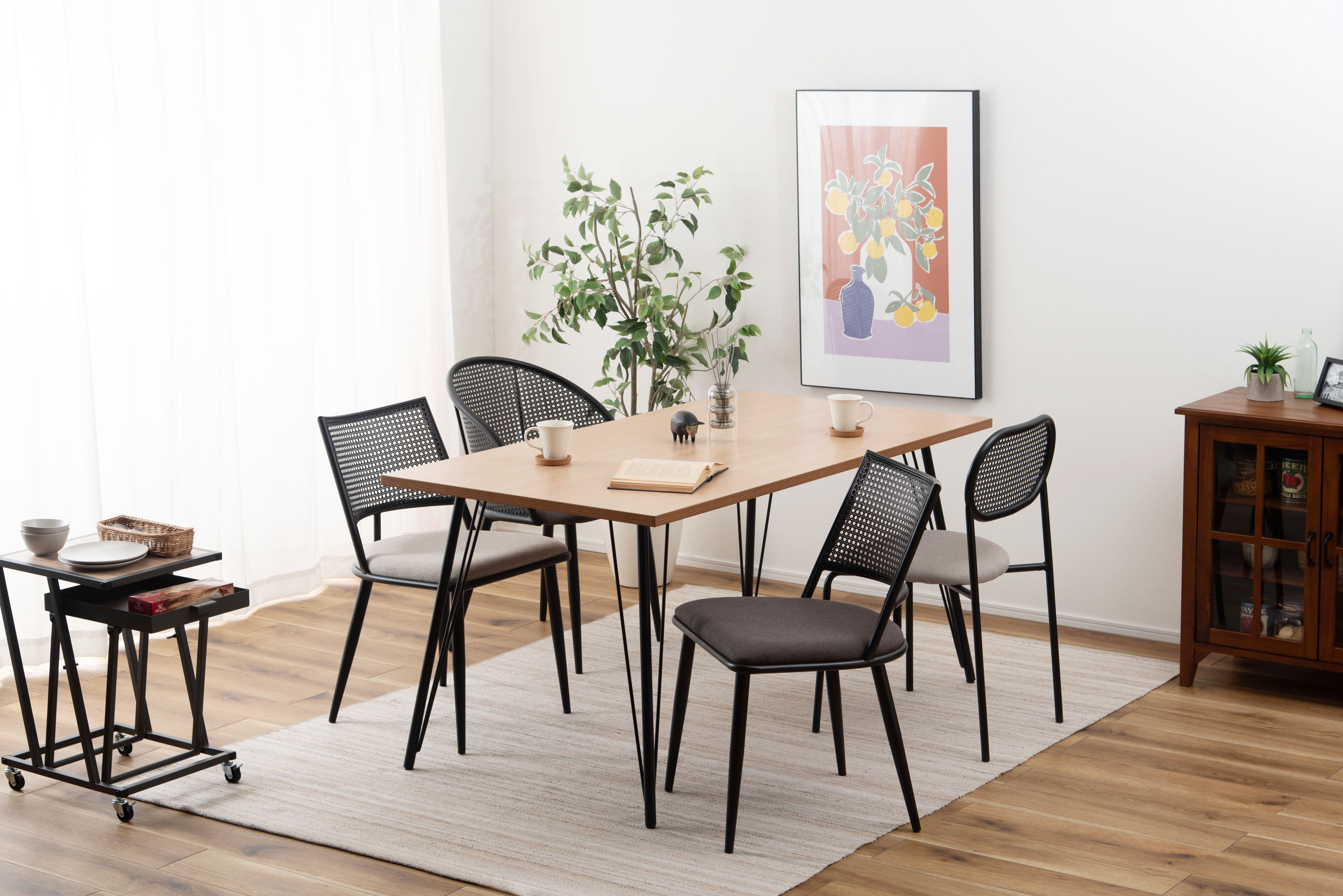 Oval Rattan Chair BK×BE / オーバル ラタンチェア ブラック×ベージュ