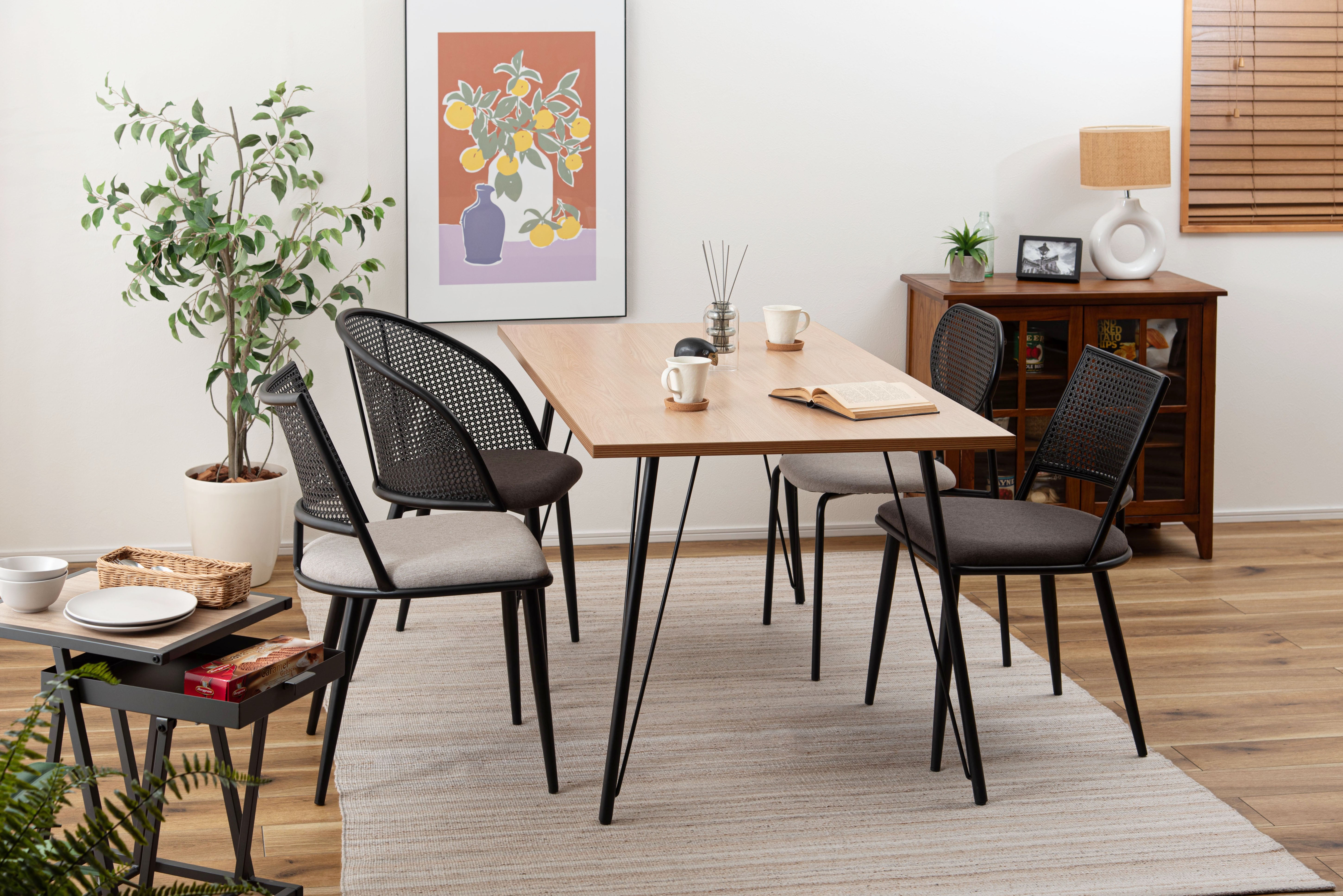 Oval Rattan Chair BK×BE / オーバル ラタンチェア ブラック×ベージュ