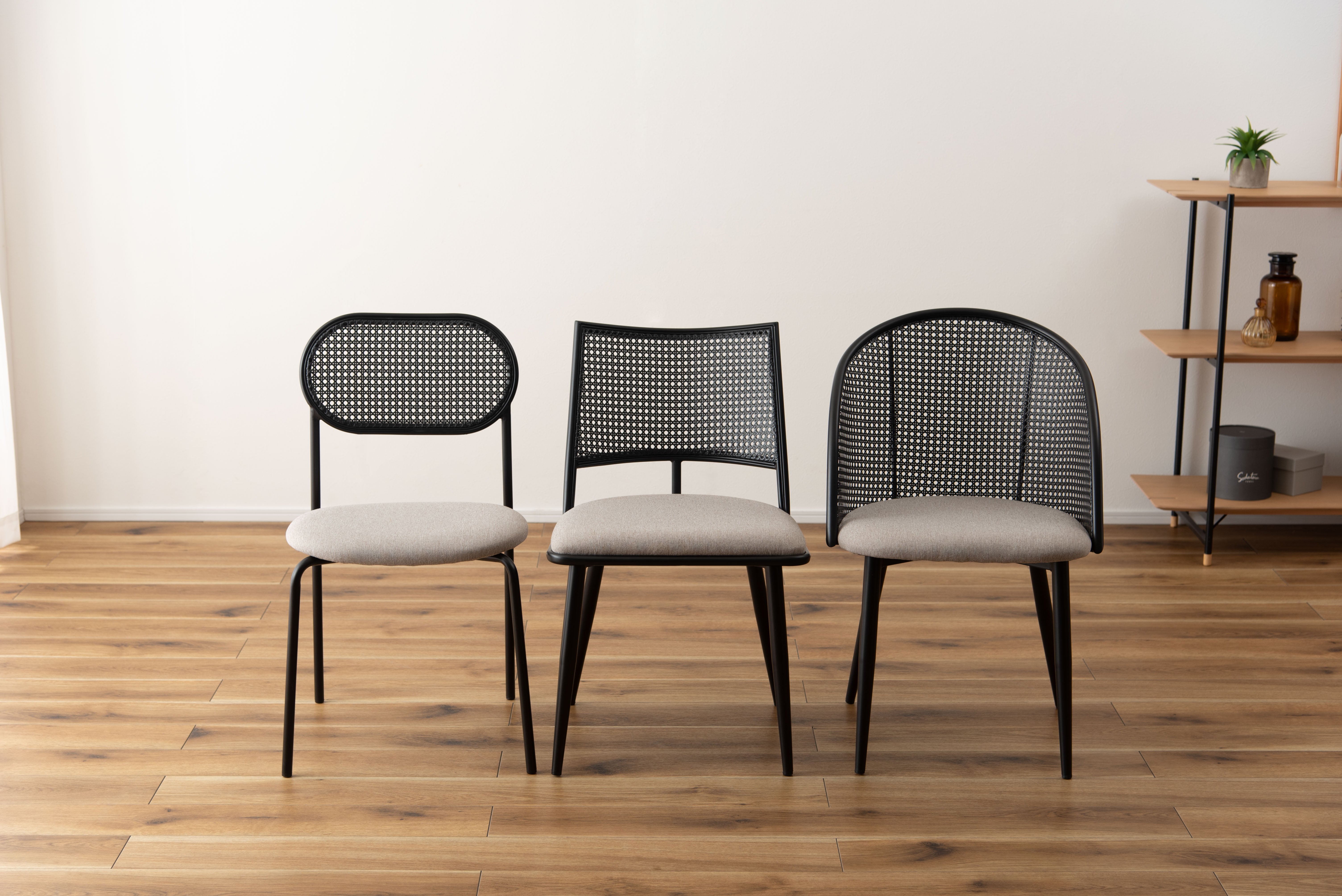 Oval Rattan Chair BK×BE / オーバル ラタンチェア ブラック×ベージュ