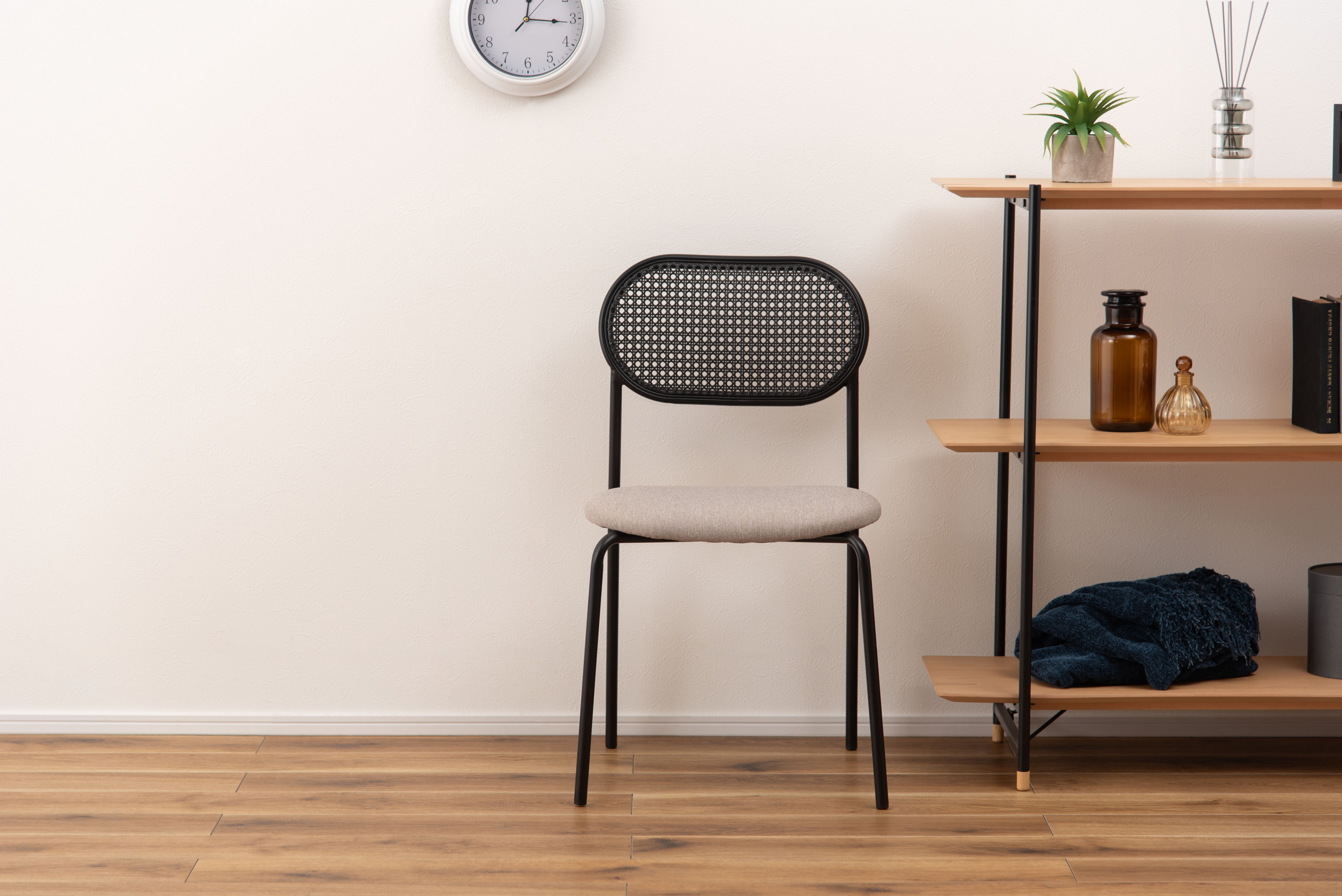 Oval Rattan Chair BK×BE / オーバル ラタンチェア ブラック×ベージュ