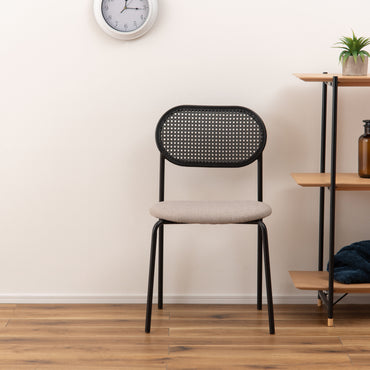 Oval Rattan Chair BK×BE / オーバル ラタンチェア ブラック×ベージュ