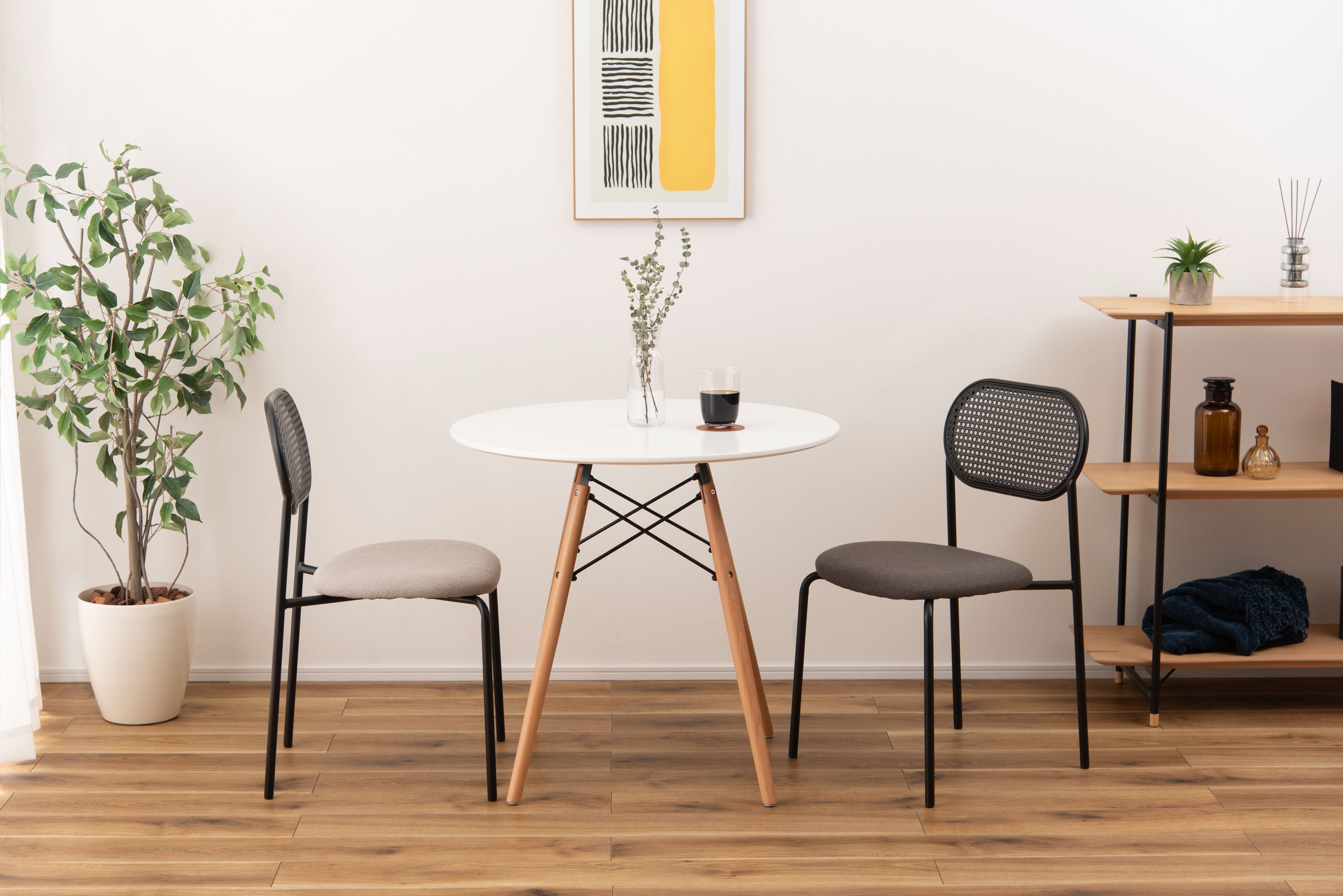 Oval Rattan Chair BK×DGY / オーバル ラタンチェア ブラック×ダークグレー