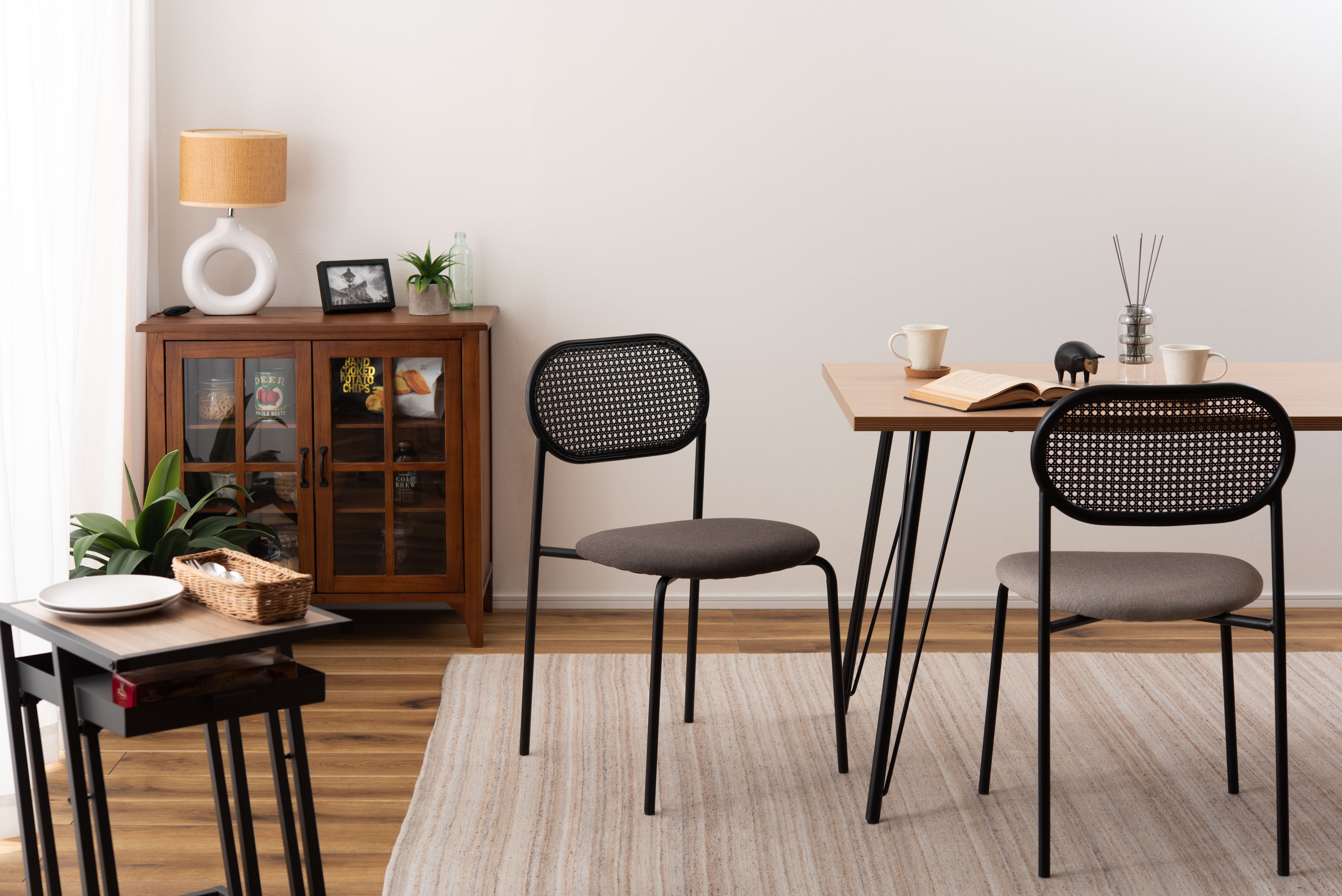 Oval Rattan Chair BK×DGY / オーバル ラタンチェア ブラック×ダークグレー