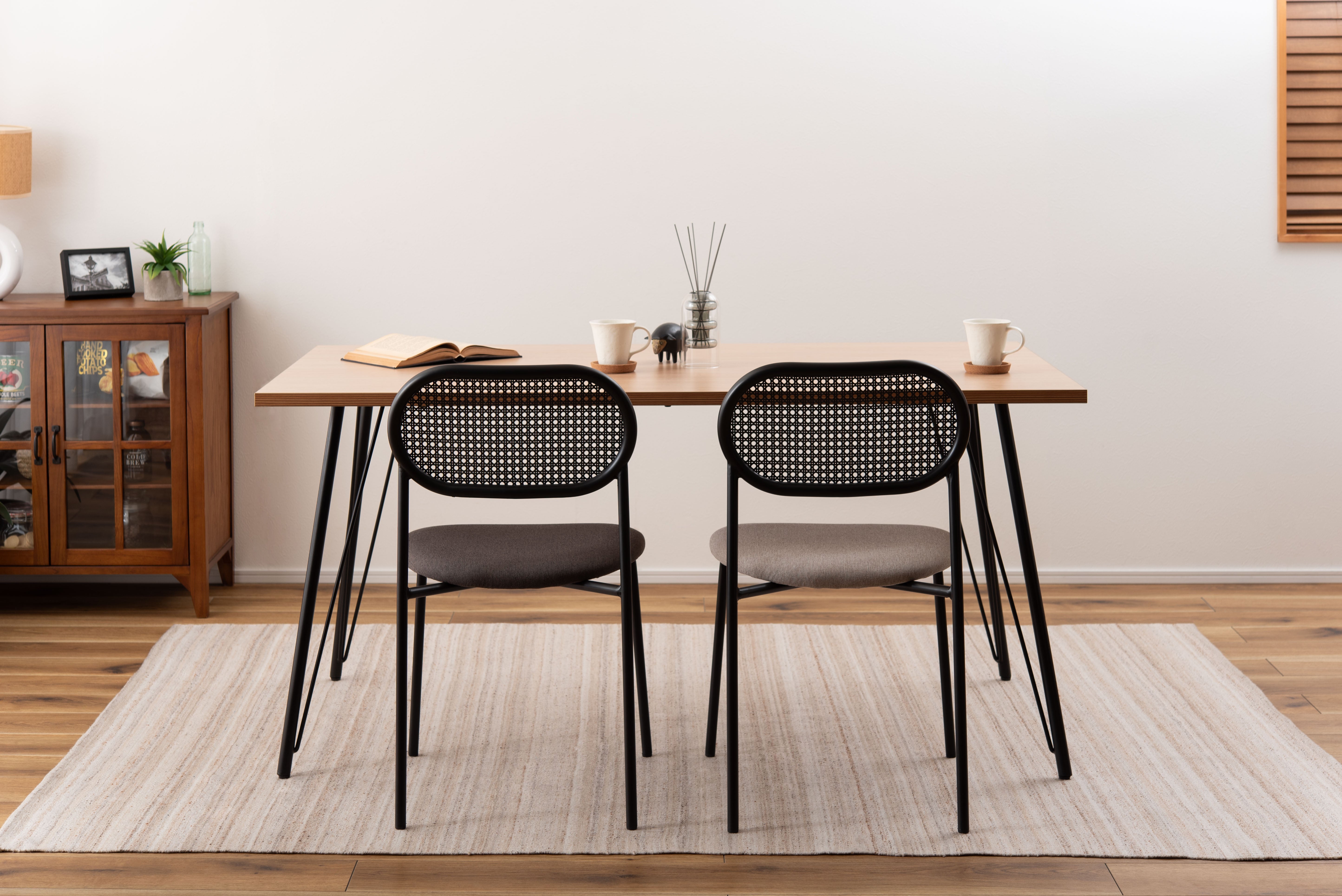 Oval Rattan Chair BK×DGY / オーバル ラタンチェア ブラック×ダークグレー