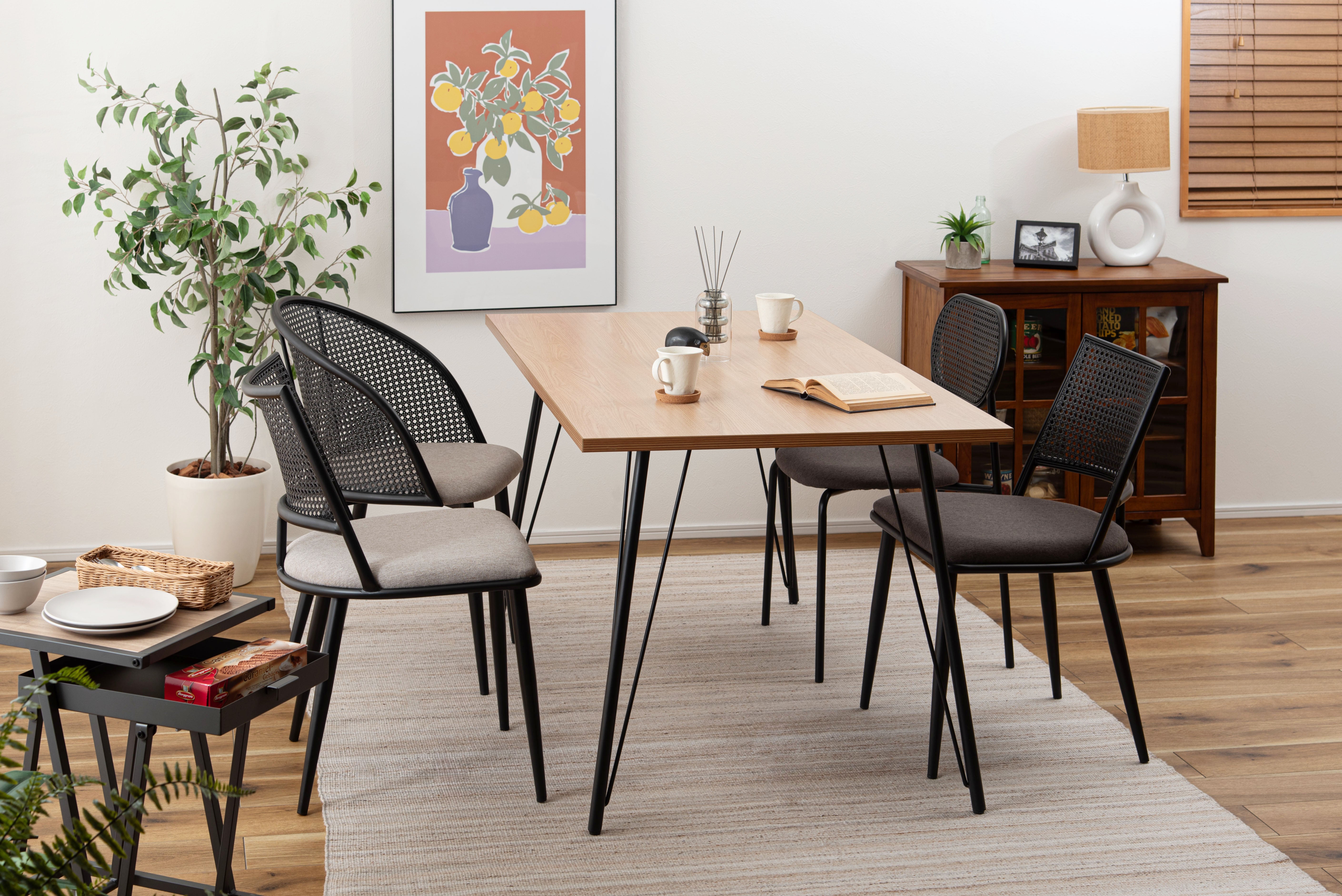 Oval Rattan Chair BK×DGY / オーバル ラタンチェア ブラック×ダークグレー