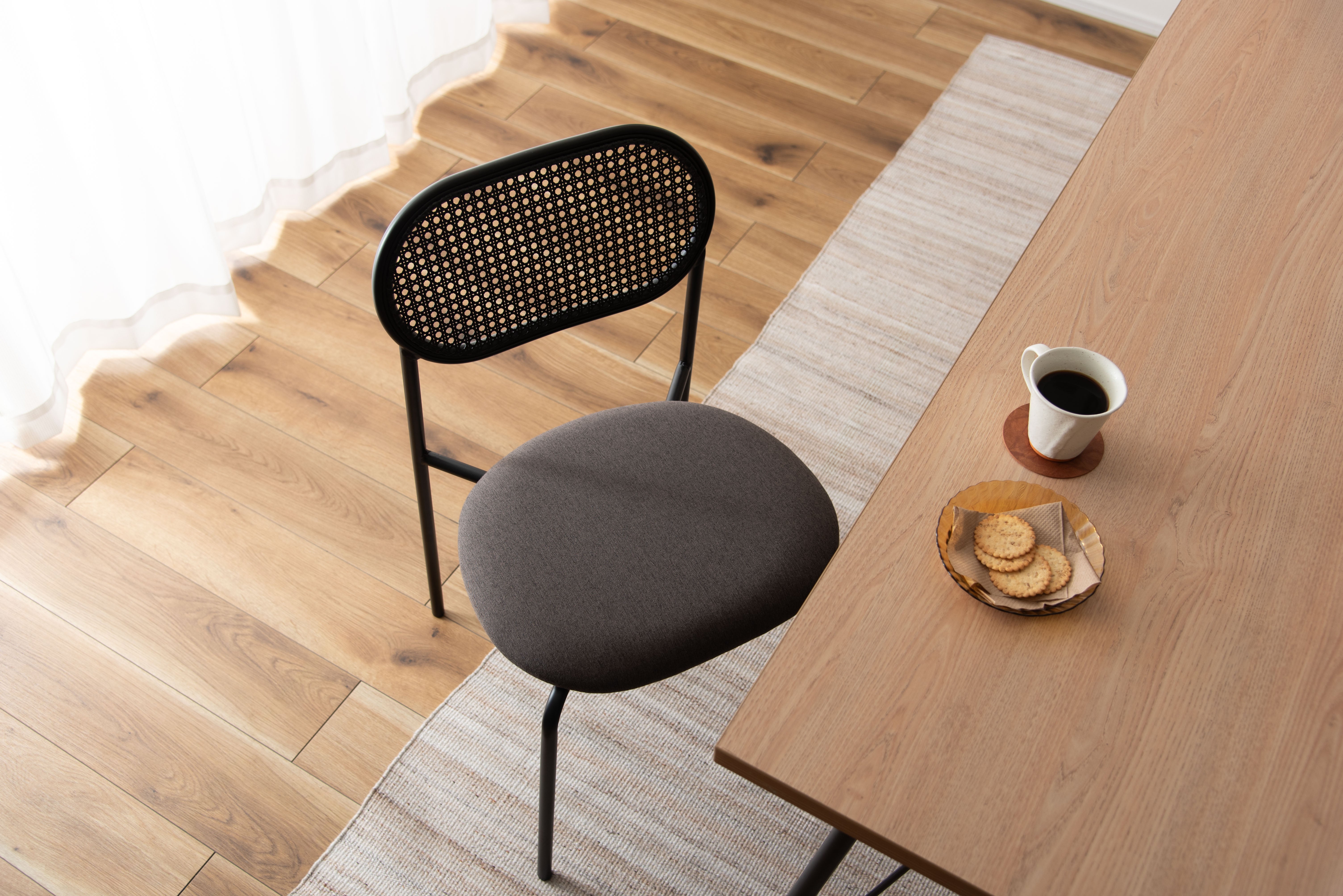 Oval Rattan Chair BK×DGY / オーバル ラタンチェア ブラック×ダークグレー