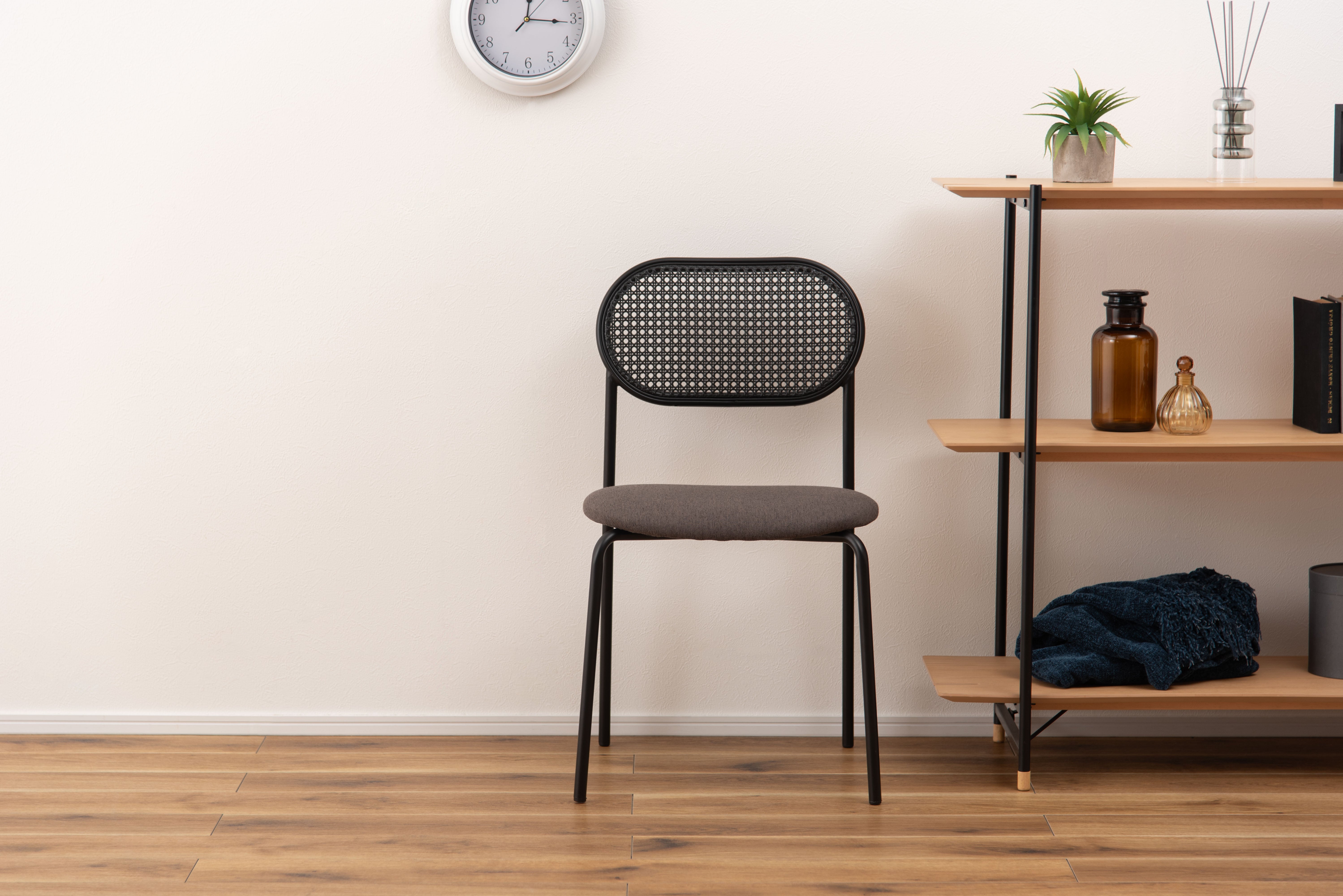 Oval Rattan Chair BK×DGY / オーバル ラタンチェア ブラック×ダークグレー