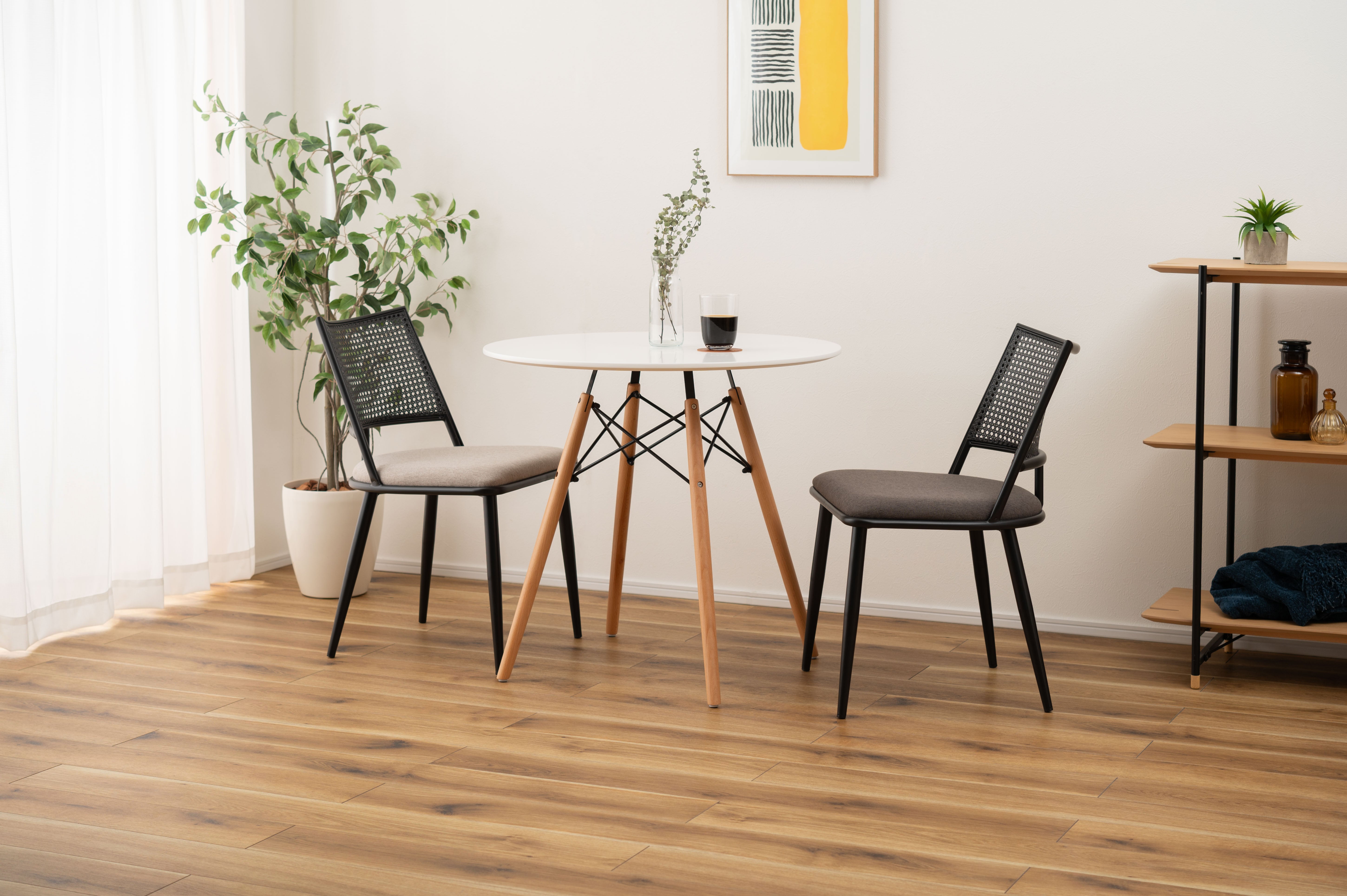Curve Rattan Chair BK×BE / カーブ ラタン チェア ブラック×ベージュ