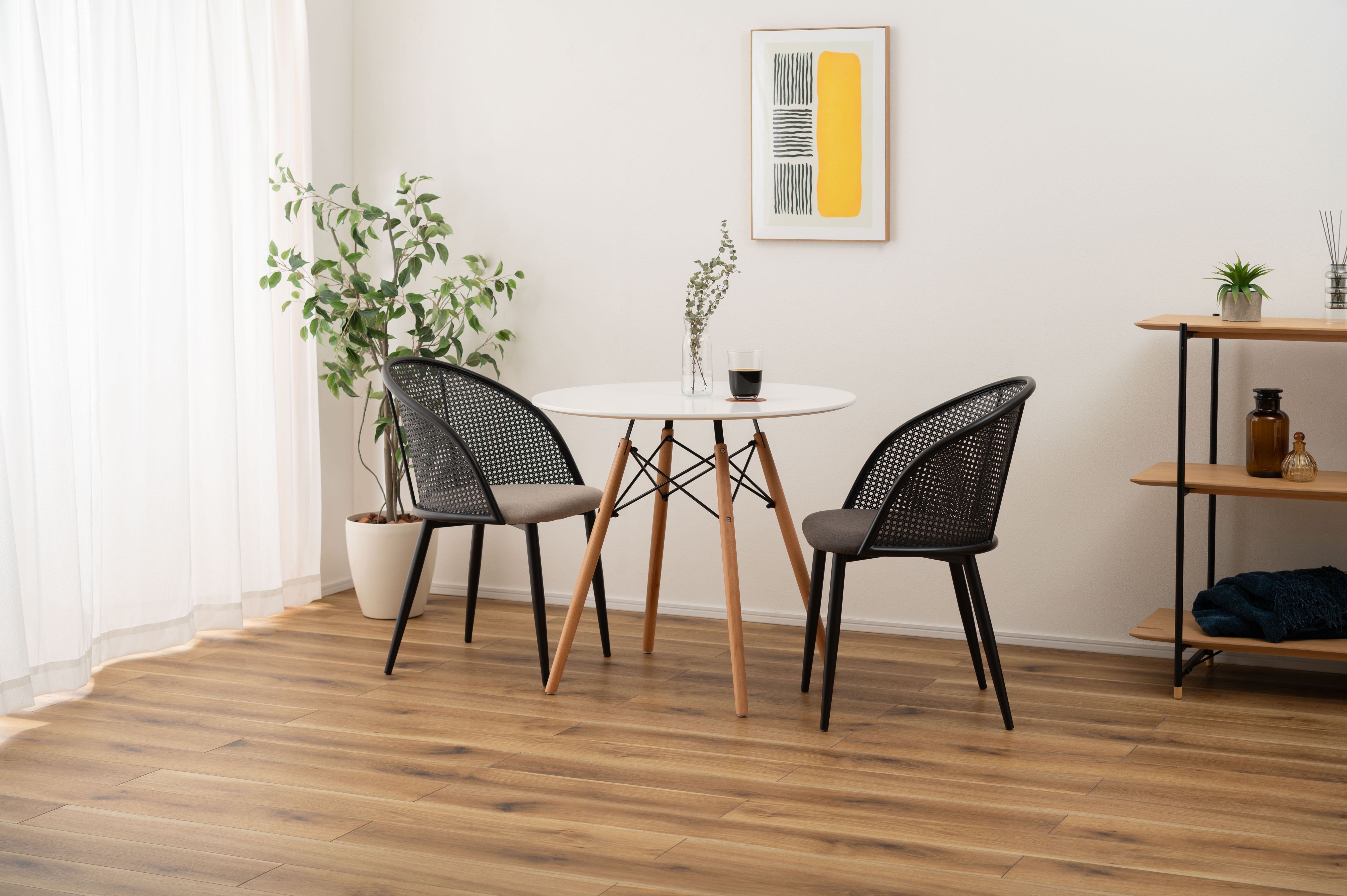Curve Rattan Chair BK×DGY / カーブ ラタン チェア ブラック×ダークグレー