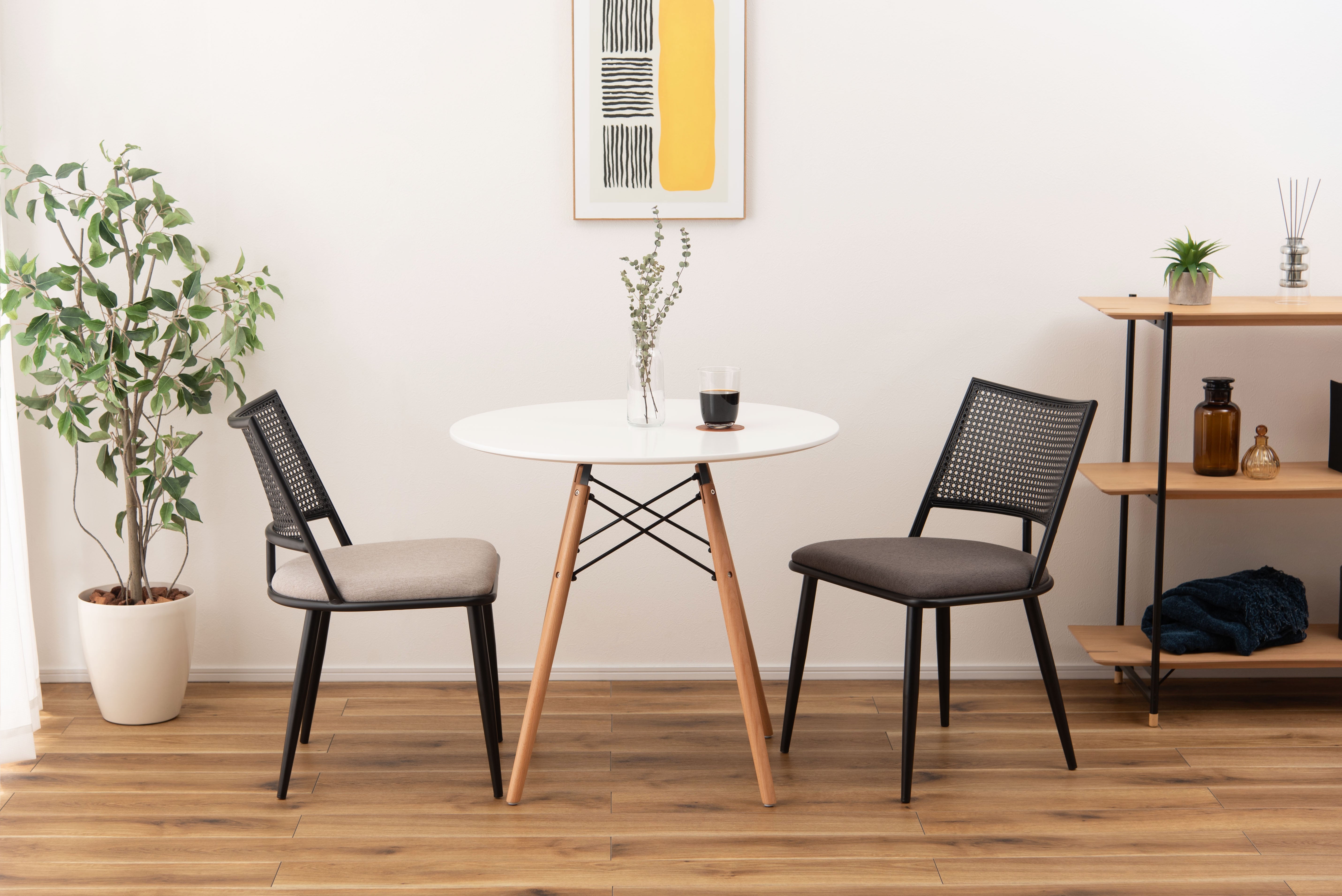 Curve Rattan Chair BK×DGY / カーブ ラタン チェア ブラック×ダークグレー