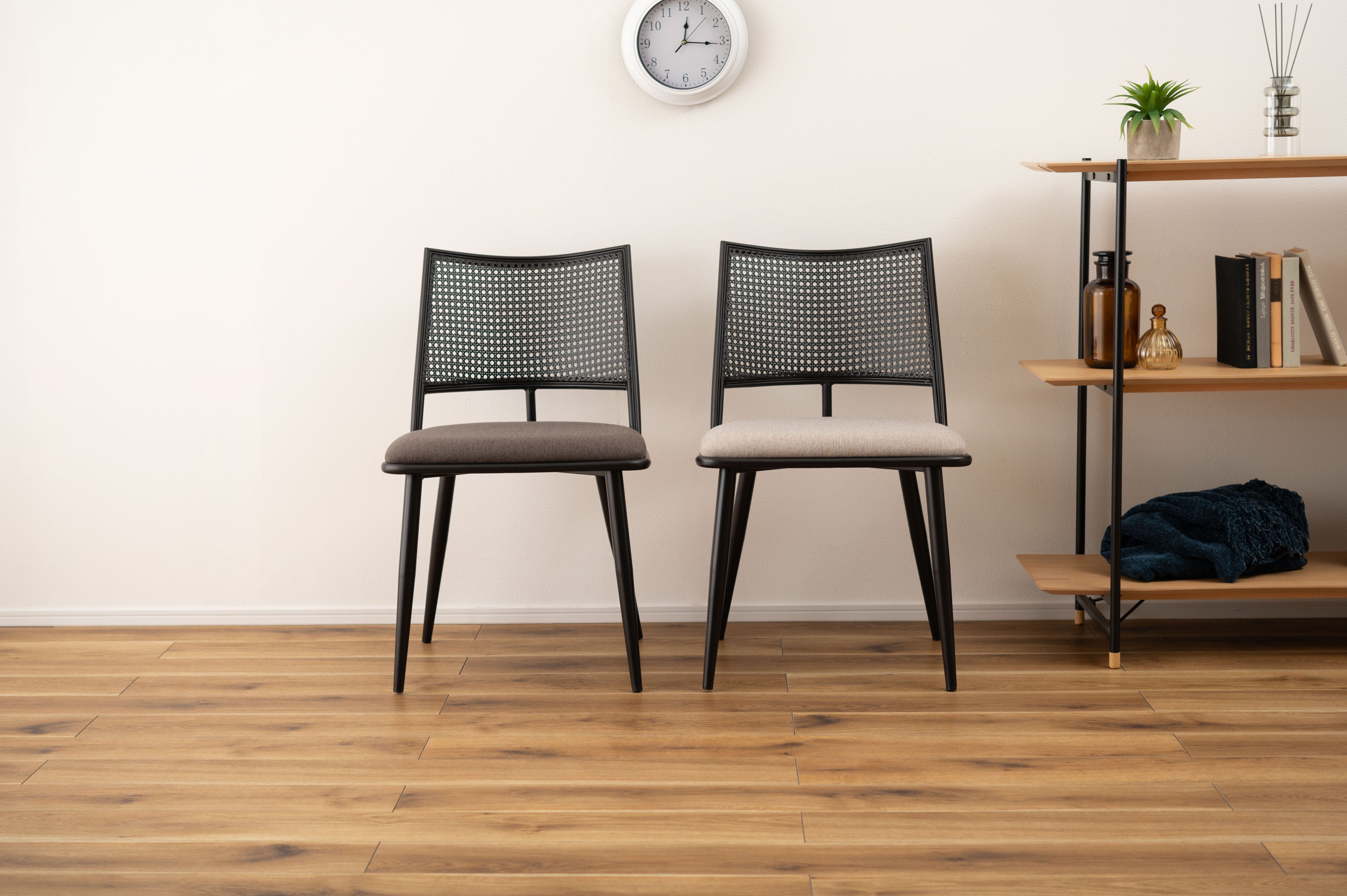 Curve Rattan Chair BK×DGY / カーブ ラタン チェア ブラック×ダークグレー