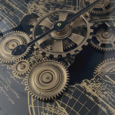 Gear World Map Wall Clock BK / ギア ワールドマップ ウォールクロック ブラック【L】